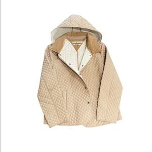 Tommy Hilfiger Women’s XL Cream Quilted Jacket With Corduroy Collar